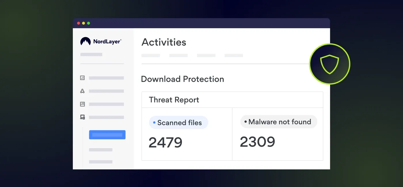 An image showing the Download Protection threat report in NordLayer’s Control Panel