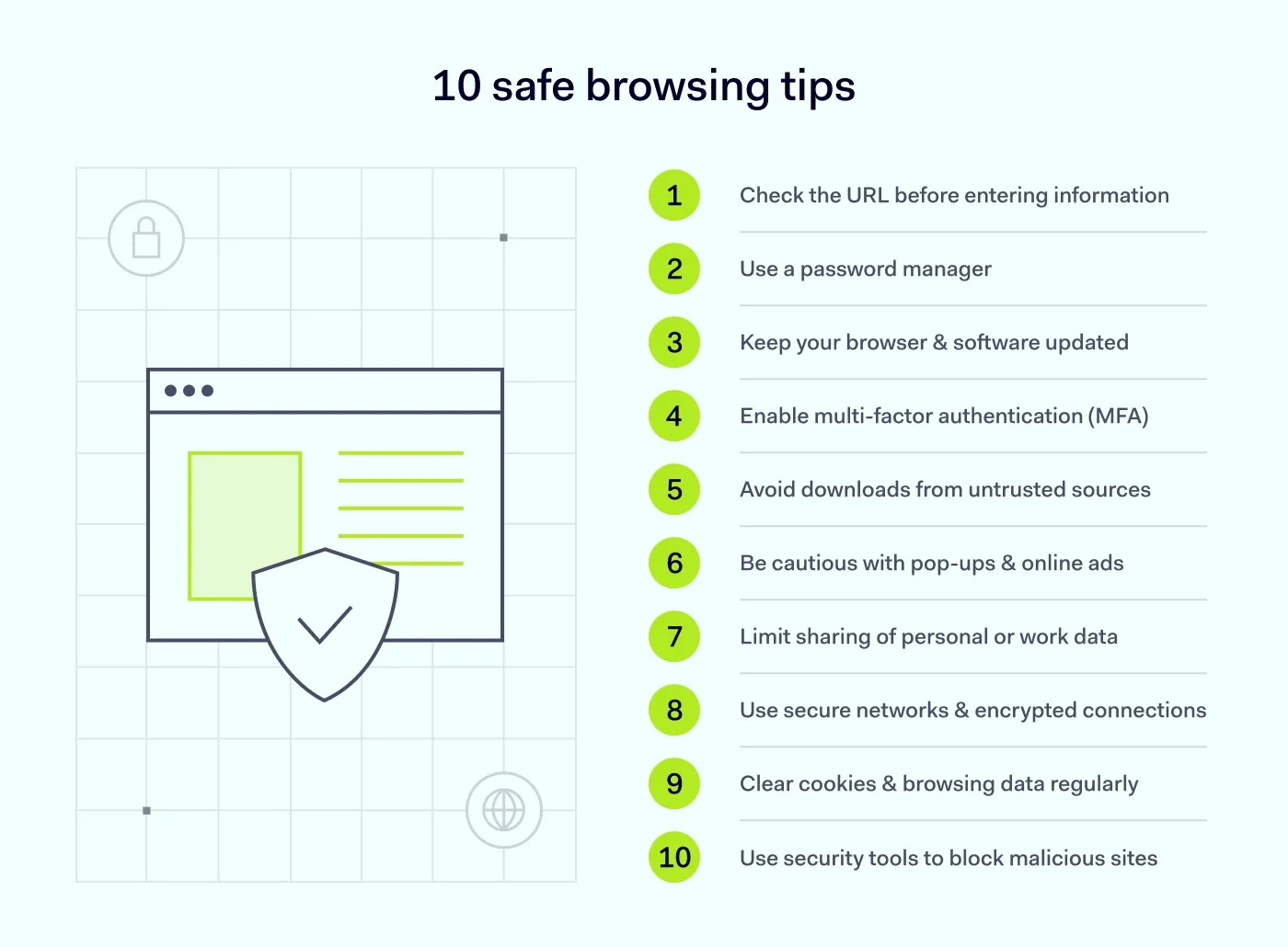 In order to browse the internet safely, always check the URL before entering information, keep your browser and software updated, and be aware of other safe browsing tips to reduce risk across devices, browsers, and your workflows.