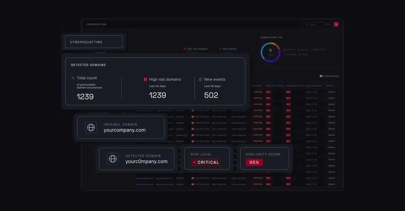 Cybersquatting detection platform view