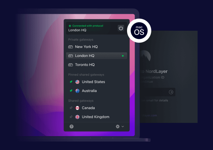 NordLayer app on macOS system