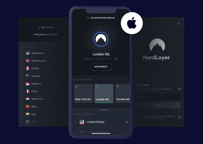 NordLayer app on iOS system