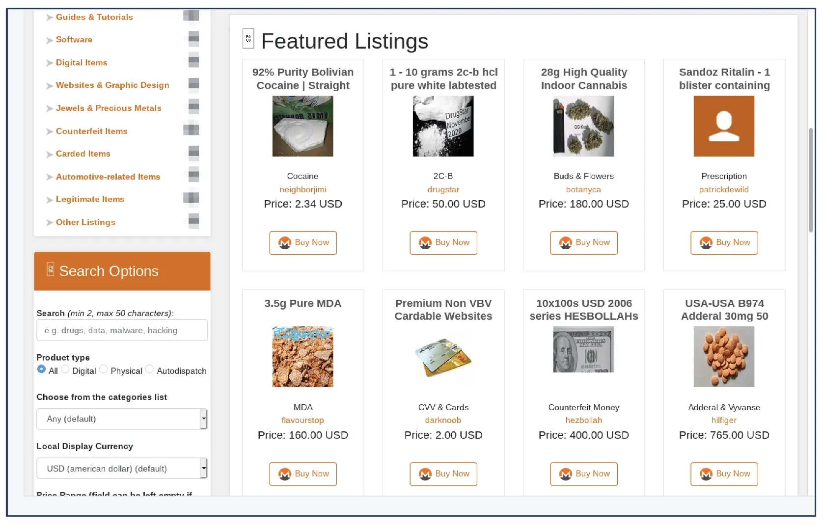 AlphaBay featured listings