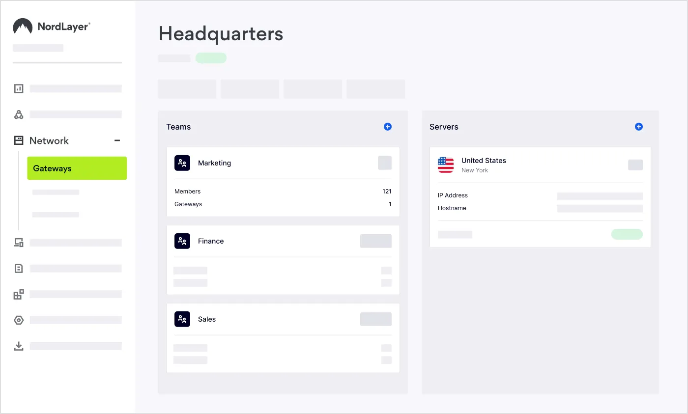 How creating a private gateway in NordLayer’s Control Panel looks