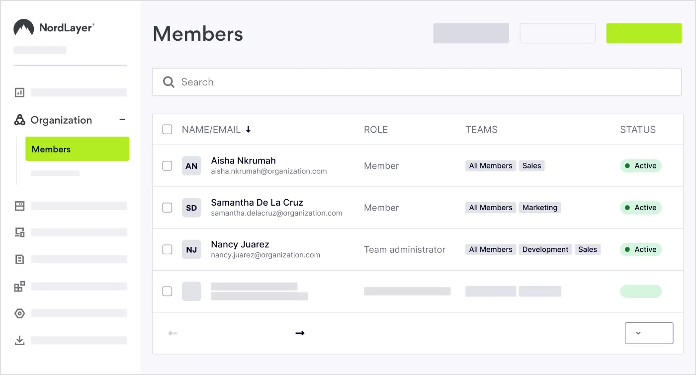 Managing members in NordLayer’s Control Panel
