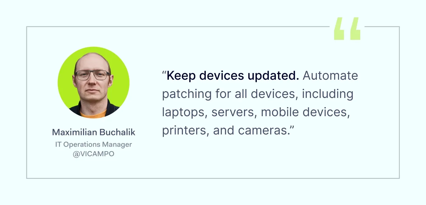 A cybersecurity tip from Maximillian Buchalik from Vicampo