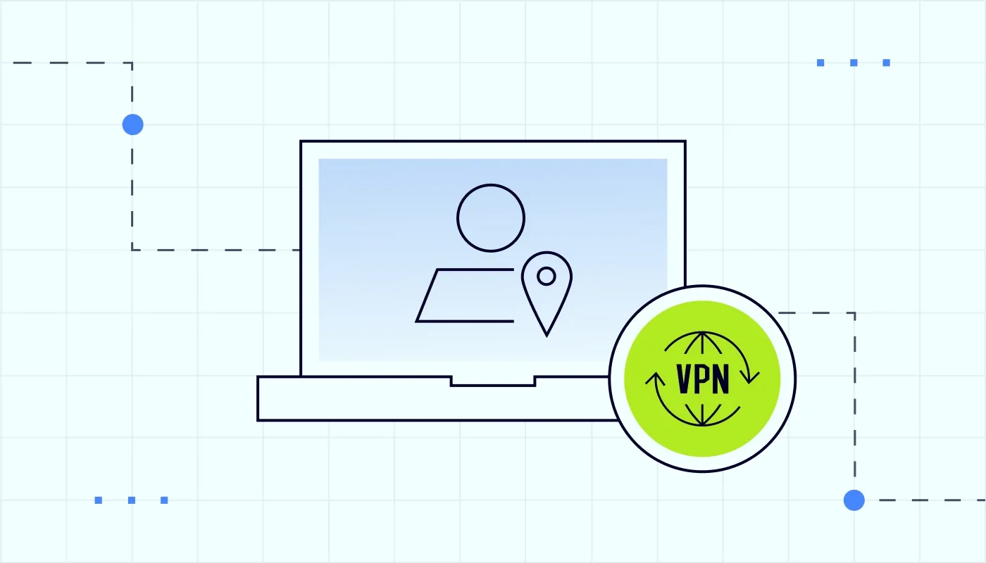 Laptop with VPN shield icon for remote access