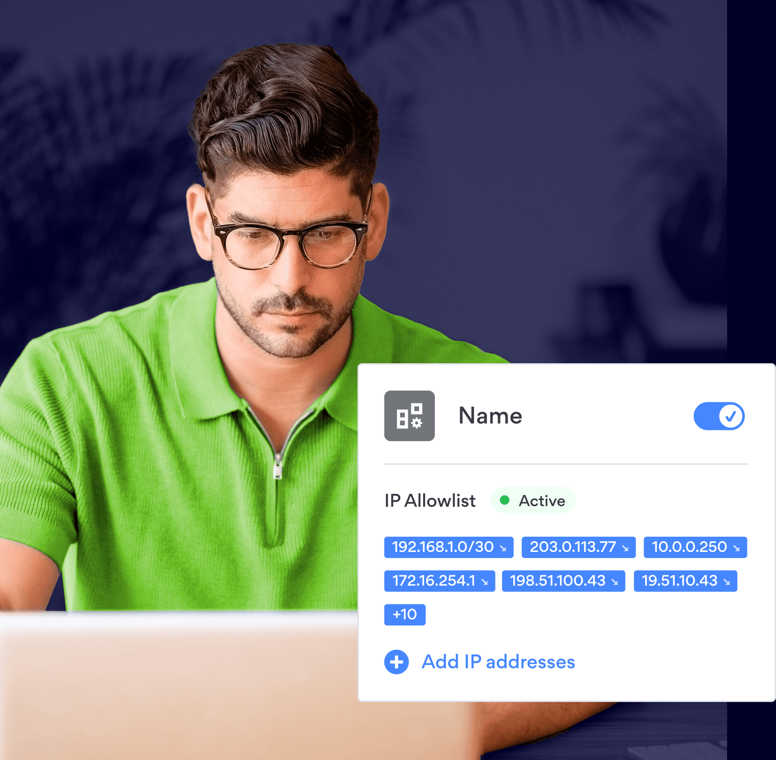 Admin configuring NordLayer IP allowlist with custom integrations