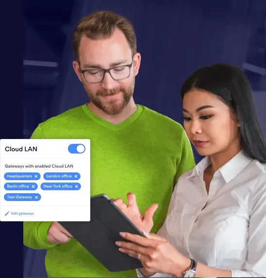 Colleagues connecting to private network with NordLayer Cloud LAN