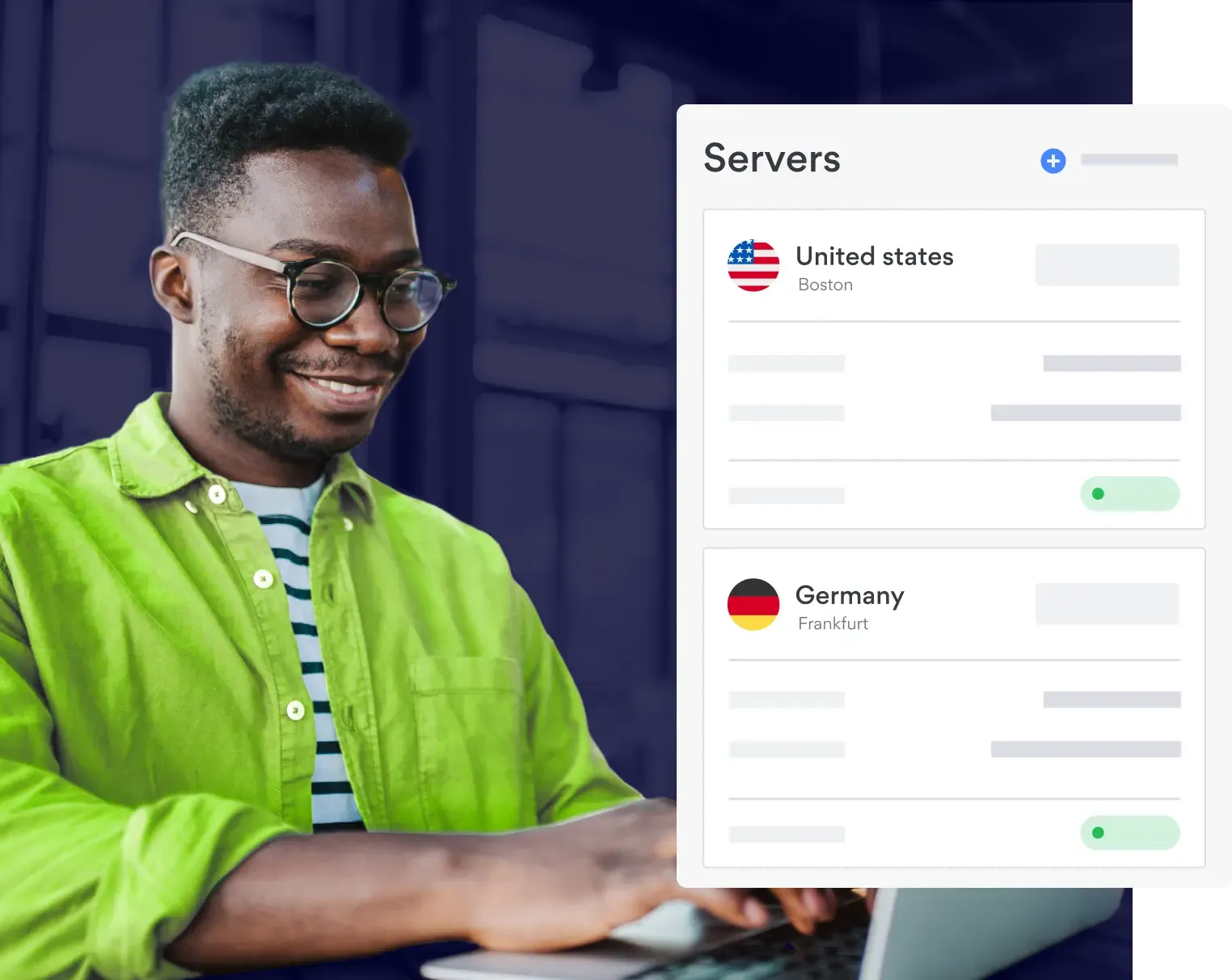 Man connecting to servers