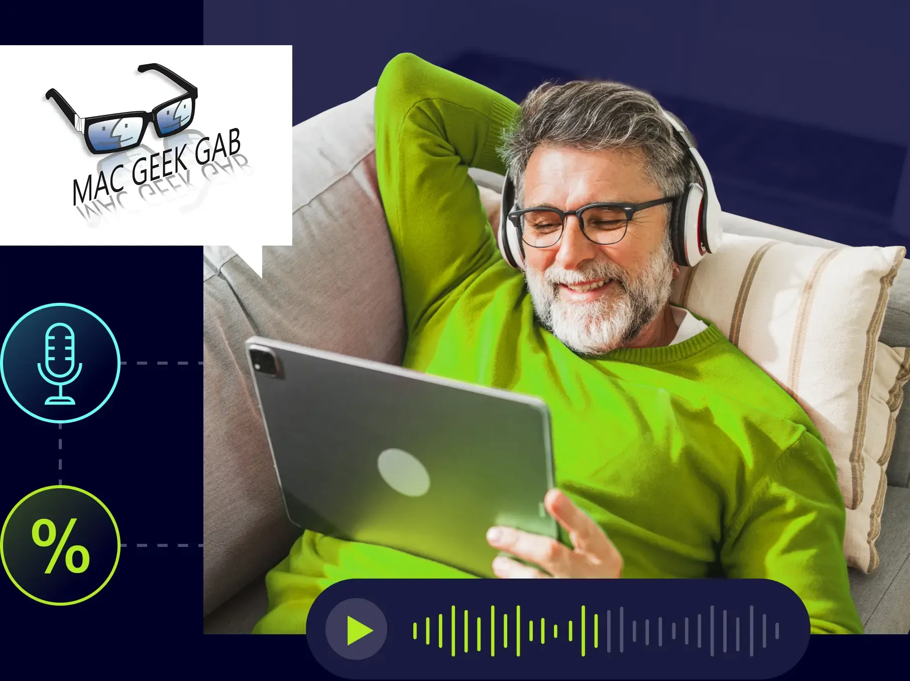 Man listening to podcast