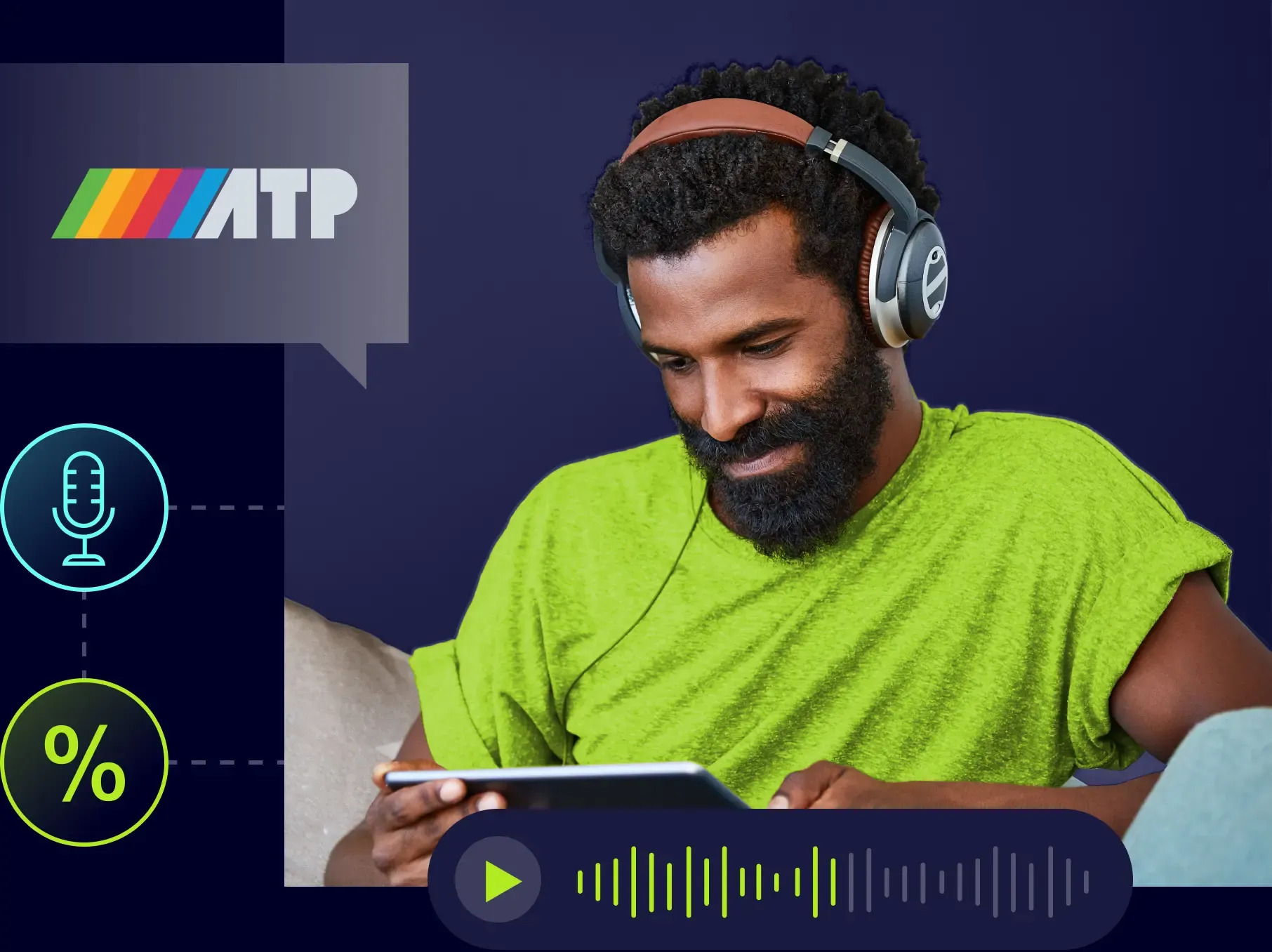 Man listening to podcast