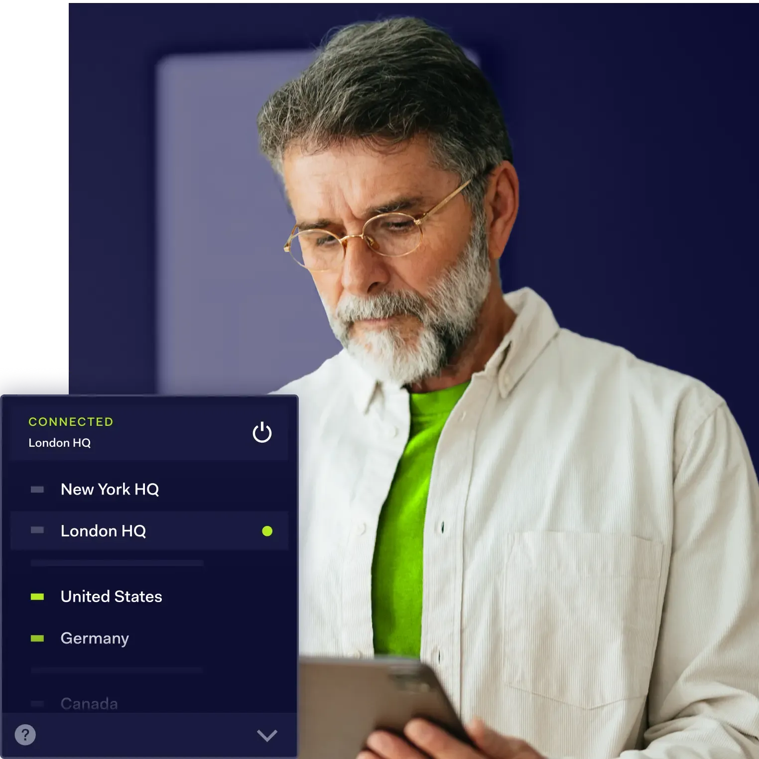 Professional using secure VPN connection on digital device