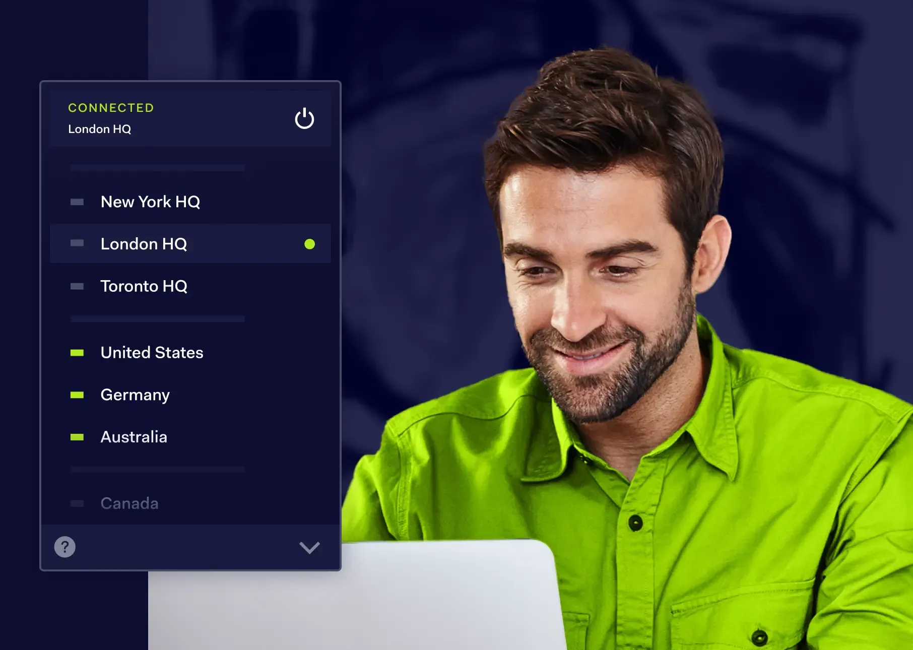 Professional using VPN to connect to company gateway