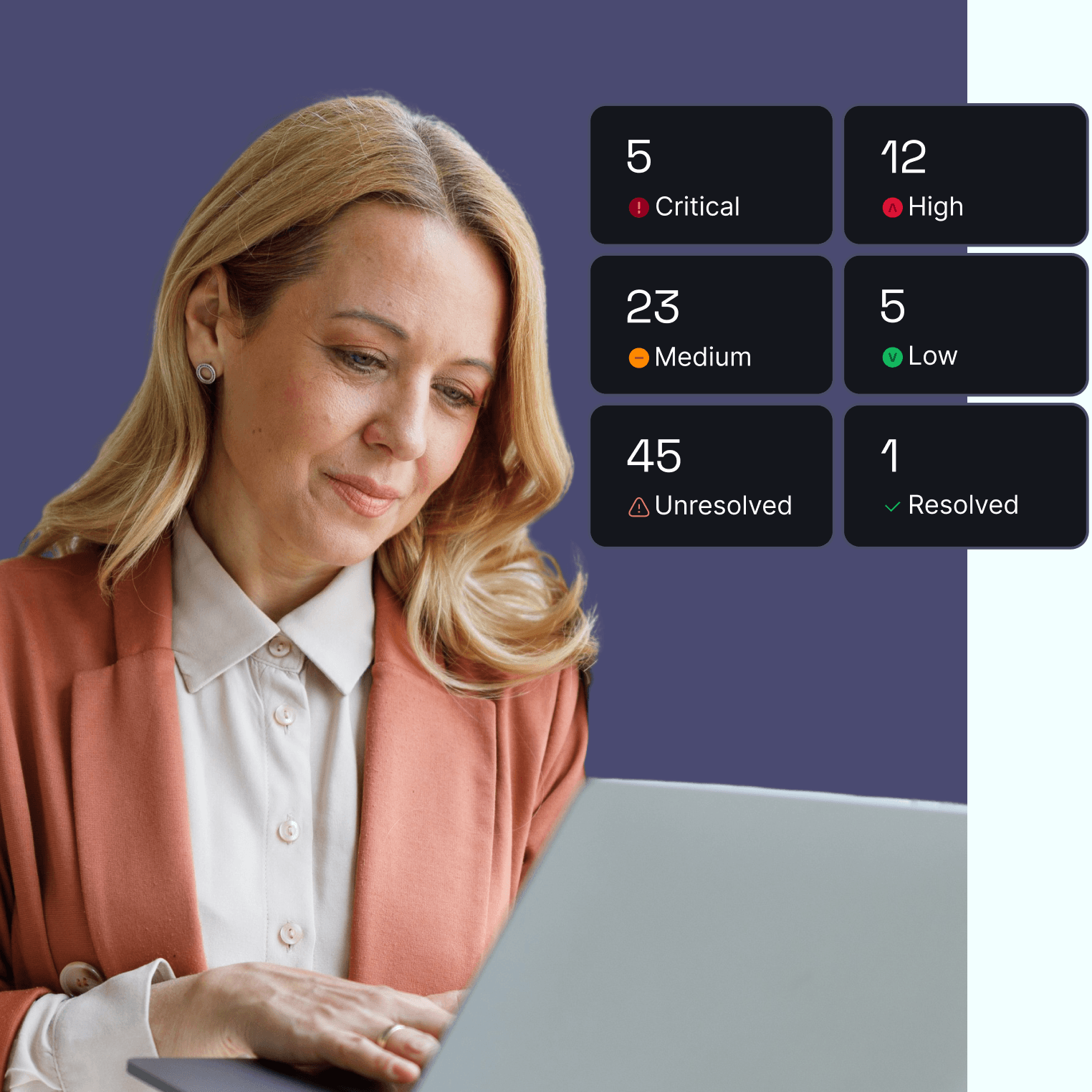 Professional woman reviewing task dashboard showing priority tickets
