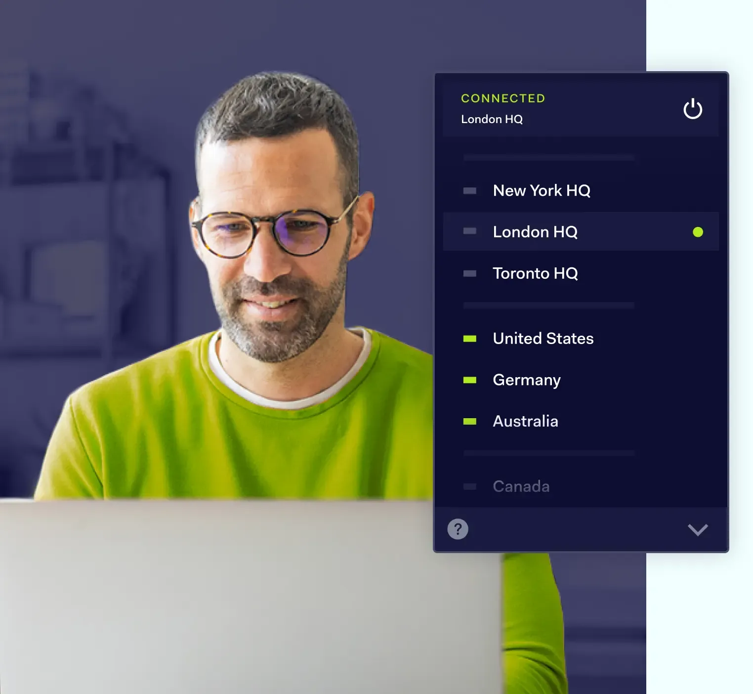 User connected to a NordLayer gateway in the desktop app