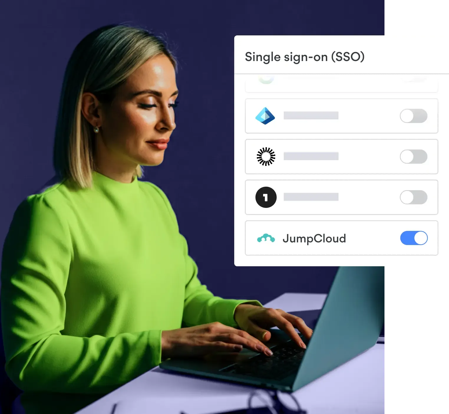 Woman using single sign-on (sso)